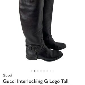 Gucci Black Tall Boots with Interlocking G Logo